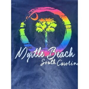 Comfort Colors Long Sleeve Hooded Myrtle Beach Palm Tree Crescent Moon Logo Sz L